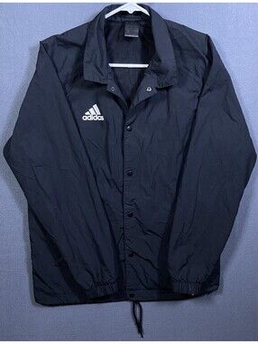 ADIDAS TANGO COACHES SOCCER WINDBREAKER JACKET MEDIUM BLACK RETRO SPORTS EUC!